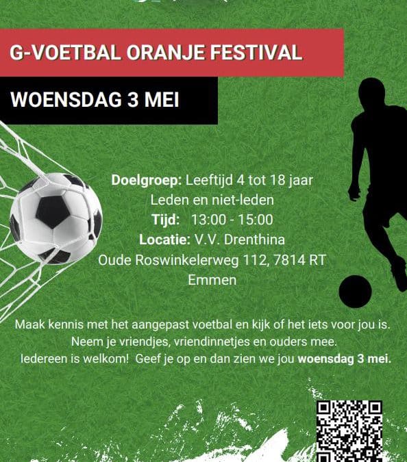 G-Voetbal Oranjefestival 3 mei 2023!
