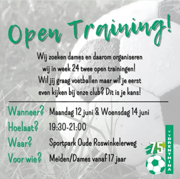 Oproep voor Voetbalsters!
